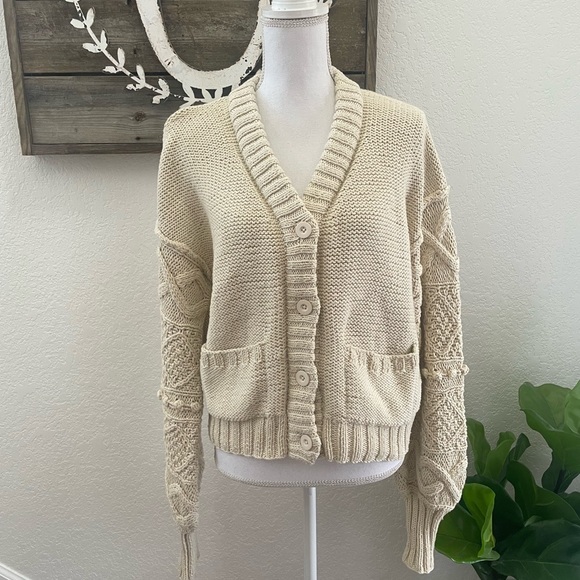 Apiece Apart Jacinda cotton‎ cream cardigan size M